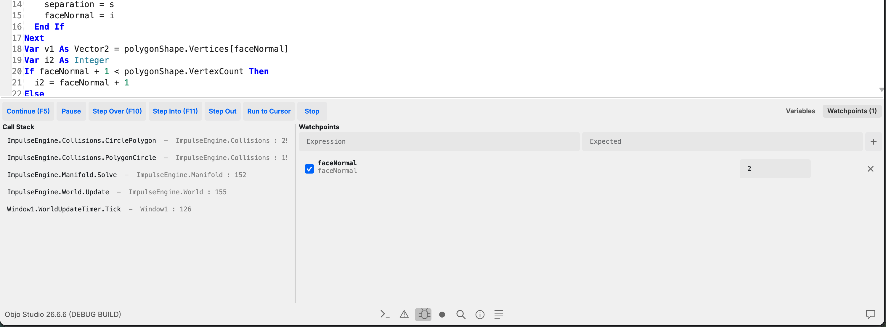 Watchpoints in the debugger
